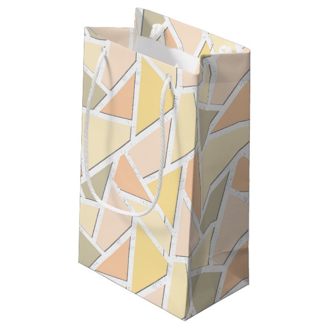 Lemon yellow mosaic pattern small gift bag (Back Angled)