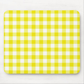 Lemon Yellow Mousepad, Check Gingham Pattern Mouse Pad