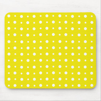 Lemon Yellow Mousepad, White Polka Dots Mouse Pad
