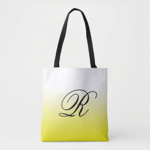 Lemon Yellow Ombre Over Any Color with Monogram Tote Bag