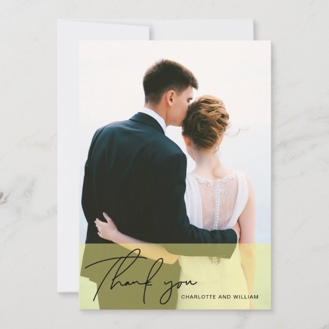 Lemon Yellow Opaque | Wedding Day Thank You Card (Front)