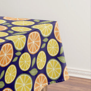 Lemon yellow orange  Pattern blue Tablecloth