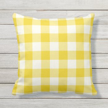 Lemon Yellow Outdoor Pillows - Gingham Pattern by Richard__Stone at Zazzle