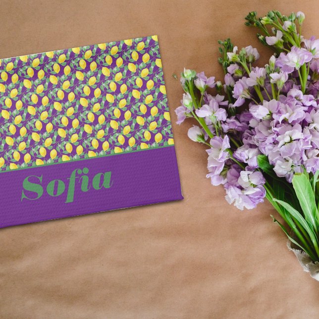 Lemon yellow pattern custom name  kitchen towel (Creator Uploaded)