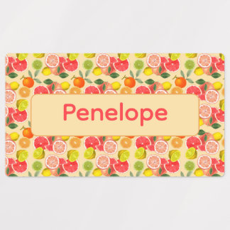 Lemon yellow pattern Labels with name