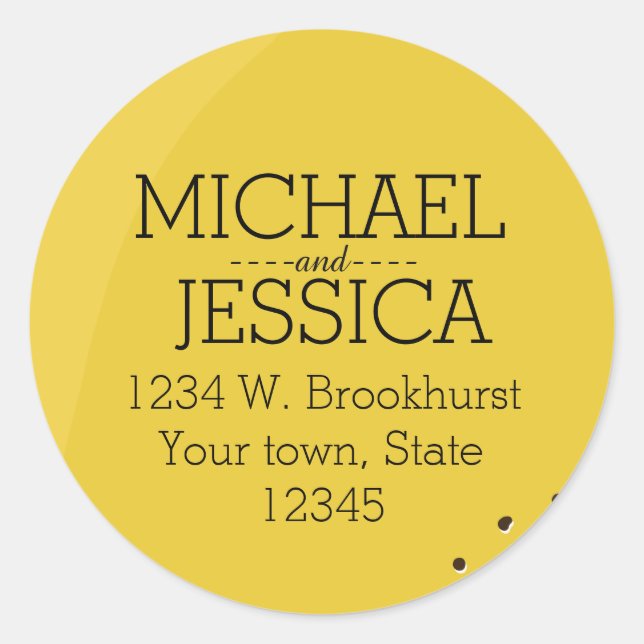 Lemon Yellow Personalized name and address Classic Round Sticker (Front)