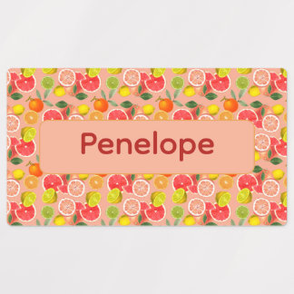 Lemon yellow pink pattern Labels with name