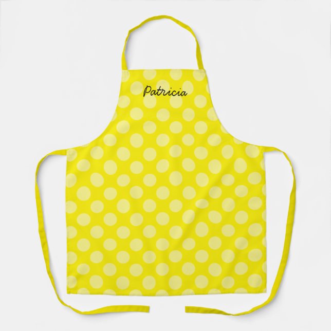 Lemon Yellow Polka Dots Name Gift Party Favor Cool Apron (Front)