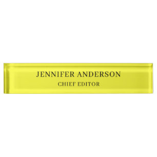 Lemon Yellow Professional Modern Plain Minimalist Desk Name Plate