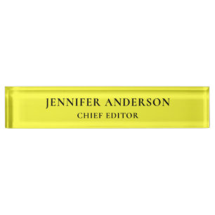 Lemon Yellow Professional Modern Plain Minimalist Desk Name Plate