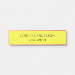 Lemon Yellow Professional Modern Plain Minimalist Door Sign