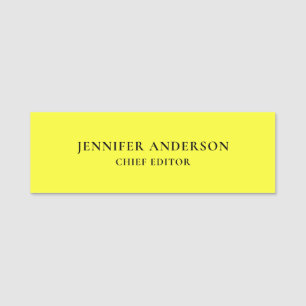 Lemon Yellow Professional Modern Plain Minimalist Name Tag