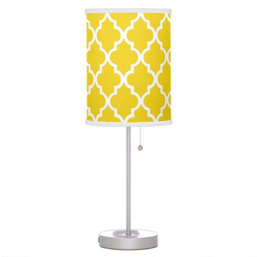 Lemon Yellow Quatrefoil Tiles Pattern Table Lamp