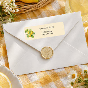 Lemon yellow return address label
