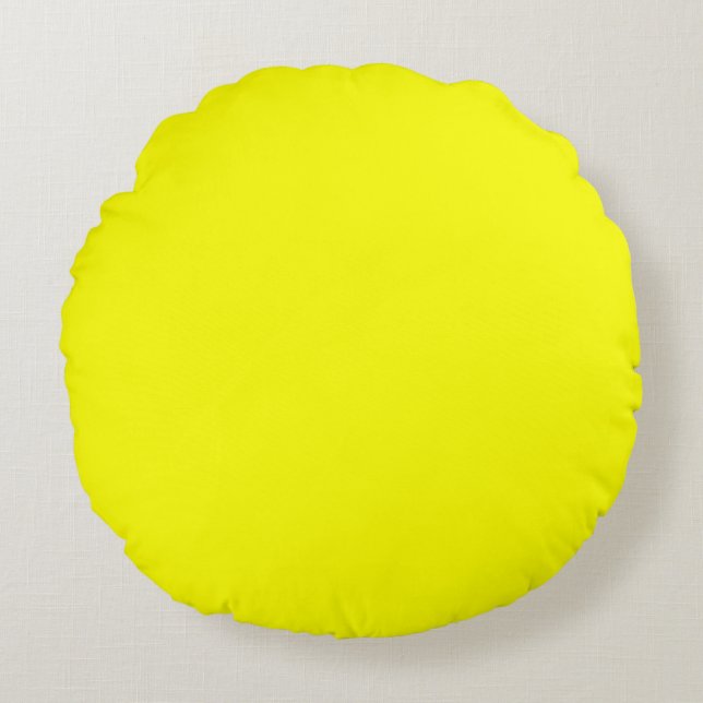 Lemon Yellow Round Throw Pillow (16") (Front)