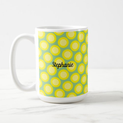 Lemon Yellow Sage Green Custom Name Gift Favor Coffee Mug