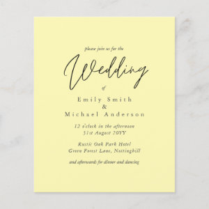 Lemon Yellow Script Typography only Budget Wedding