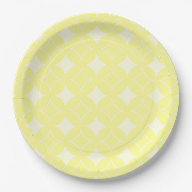 Lemon yellow shippo pattern paper plates (Front)