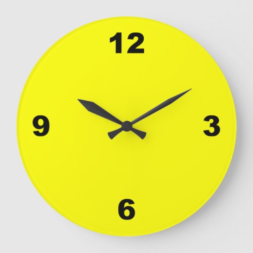 Lemon Yellow Simple Black Numbers Clock