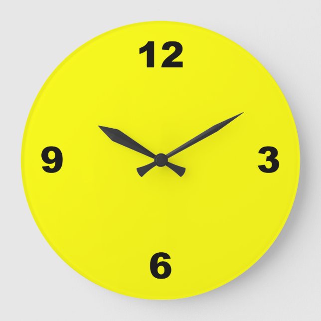 Lemon Yellow Simple Black Numbers Clock (Front)