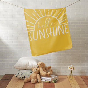 Lemon Yellow Simple Modern Hello Sunshine Baby Blanket
