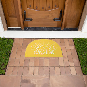 Lemon Yellow Simple Modern Hello Sunshine       Doormat