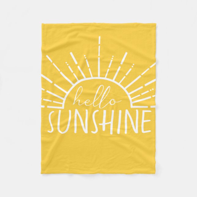 Lemon Yellow Simple Modern Hello Sunshine     Fleece Blanket (Front)