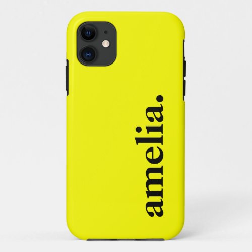 Lemon Yellow Solid Color Elegant Name  iPhone 11 Case