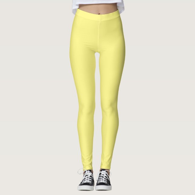 lemon yellow, solid color, solid color leggings (Front)