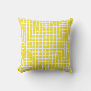 Lemon Yellow Square Pattern Throw Pillow