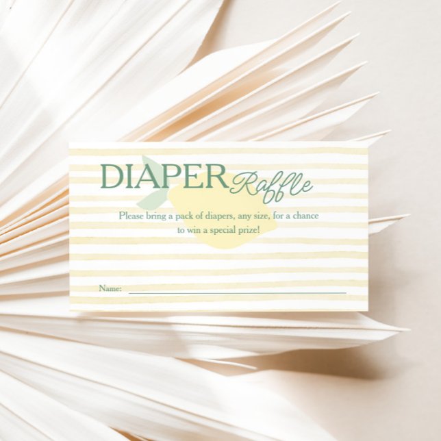 Lemon Yellow Striped Diaper Raffle Entry Enclosure Card (Lemon Yellow Stripe Diaper Raffle Entry Card)