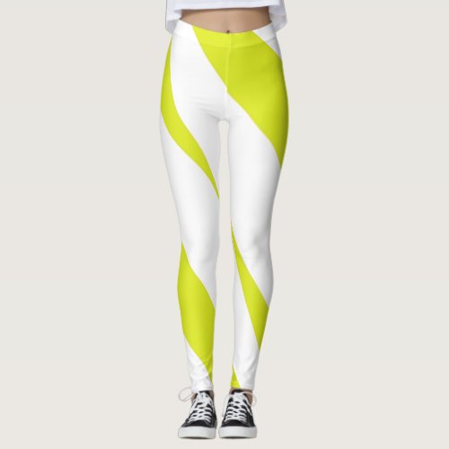 Lemon Yellow Striped Vibrant Leggings