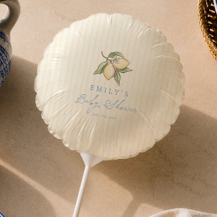 Lemon Yellow Stripes Summer Baby Shower Balloon
