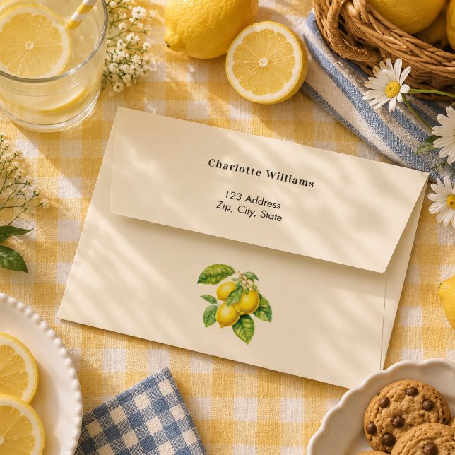 Lemon yellow summer return address envelope (Creator Uploaded)