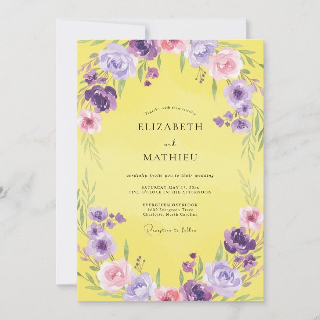Lemon Yellow Sunny Spring Wedding Invitation (Front)