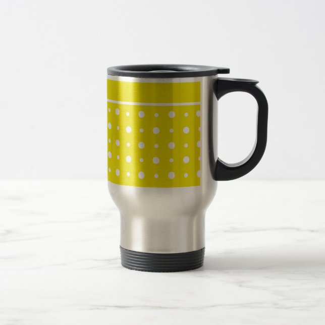 Lemon Yellow Travel Mug with White Polka Dots (Right)