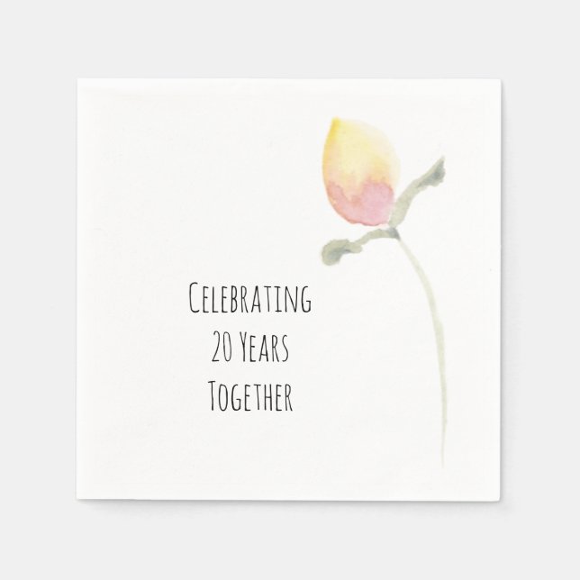 Lemon Yellow Watercolor Flower Napkins (Front)