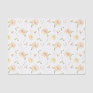 Lemon Yellow Watercolor Flowers Tissue Paper