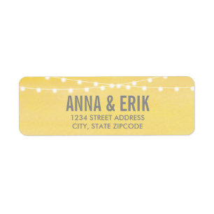 Lemon Yellow Watercolor String Lights Label