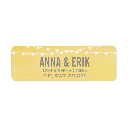 Lemon Yellow Watercolor String Lights Label