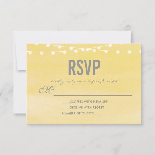 Lemon Yellow Watercolor String Lights RSVP