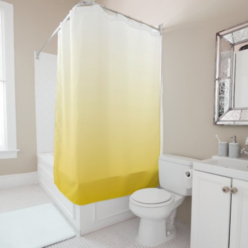 Lemon Yellow White Ombre Gradient Shower Curtain