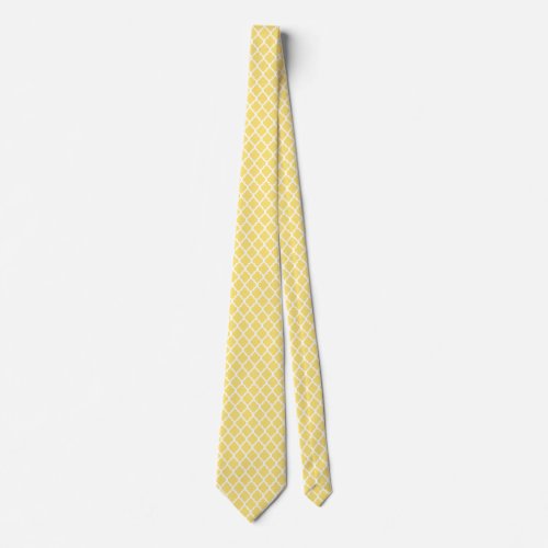 Lemon Yellow White Quatrefoil Pattern Ties For Men