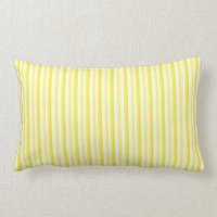 Lemon Yellow & White Stripes Cotton Throw Pillow