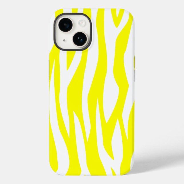 Lemon Yellow Zebra Print Case-Mate iPhone Case (Back)