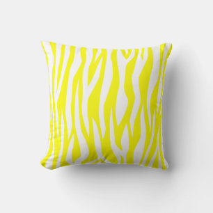 Lemon Yellow Zebra Print Throw Pillow