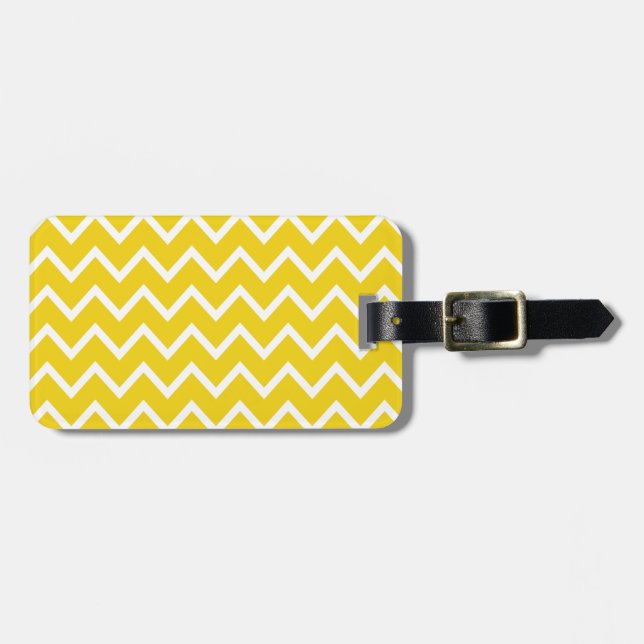 Lemon Yellow Zig Zag Chevron Luggage Tag (Front Horizontal)
