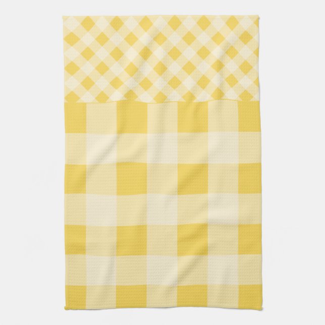 Lemon Zest Gingham pattern Towel (Vertical)