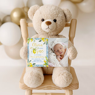 Lemon Zest Photo First Birthday Invite