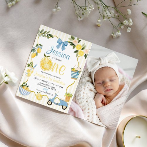 Lemon Zest Photo First Birthday Invite